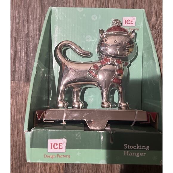 Christmas Stocking Cat-Shaped Metal Hook With Glittery Accents Décor - Picture 1 of 2